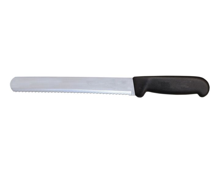 Omcan 10" Slicer Straight Serrated Knife with Black Polypropylene Handle - USA