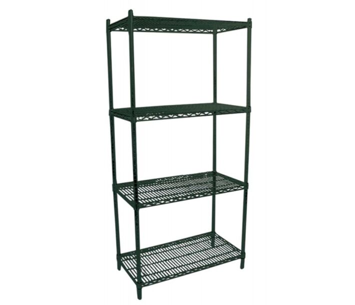 Zanduco 24" x 48" x 72" Heavy Duty Commercial Dark Green Epoxy Shelf Set (4) Shelves & (4) Posts With Levelers - NSF - USA
