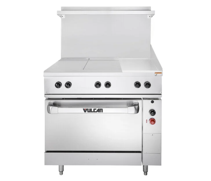 Vulcan EV36S-2HT12G480 Endurance Series 36" Electric Range with 2 Hot Top, 12" Right Griddle, and Standard Oven - 480V - CA