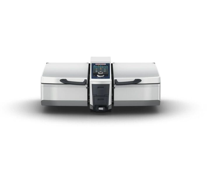 Rational iVario Pro LMX100BE 2-S 2-Pan Electric Multi-Functional Cooking Center Tilting Skillet with 6.5 Gal. Capacity - 208-240V - CA