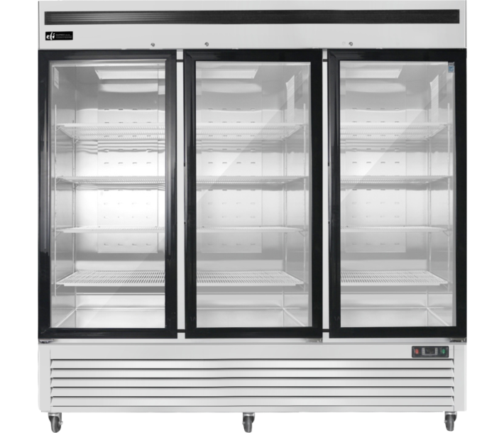 EFI C3-82GDSVC 82" Three Glass Door Reach-In Refrigerator, 115V - USA