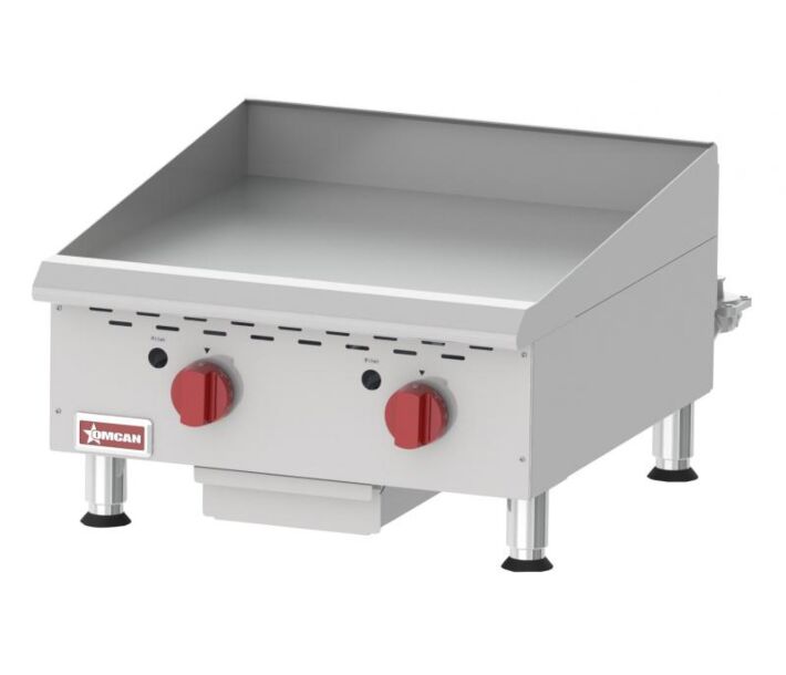 Omcan 24" Elite Series Countertop Gas Griddle with Thermostatic Control, 2 Burners, Natural Gas (with Propane Conversion Kit) - 60,000 BTU - CA