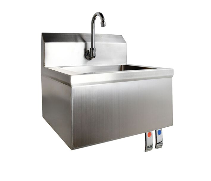 Zanduco Fabricated Hand Sink 15.25" x 17" x 13" with  Knee Valve/Gooseneck and Drain Basket - CA