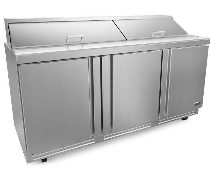 Fagor FST-72-18-N 72" Sandwich/Salad Prep Table with 18 Pans & 10" Cutting Board, 25.5 Cu. Ft. - 115V - USA