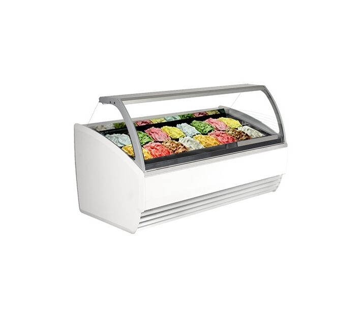 Frost Tech BS12-GF 45.5" Curved Front Glass Gelato Display Case, Front and Side Glasses with Heaters - 12 Pans, 220V - CA