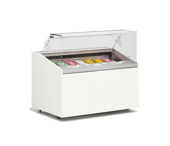 Frost Tech CR7-SGF 41" Square Front Glass Gelato Display, Side Glasses with Heaters - 7 Pans, 115V - CA