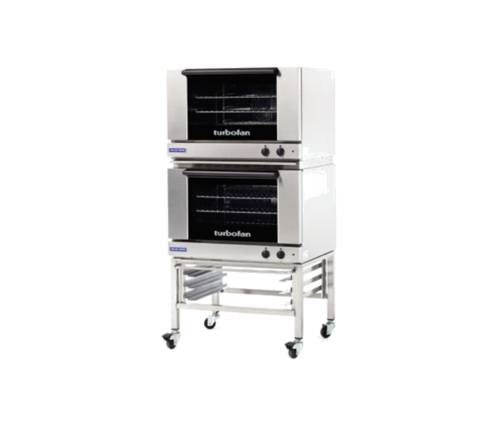 Turbofan E27M3/2C  32" Full Size Sheet Pan Manual/Electric Convection Ovens Double Stacked With Caster Base Stand - CA