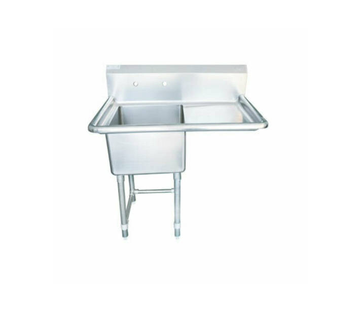 EFI SI818-1R 18-Gauge Stainless Steel One Compartment Sink with 24" Right Drainboard, 18" x 18" x 11" Bowl - USA