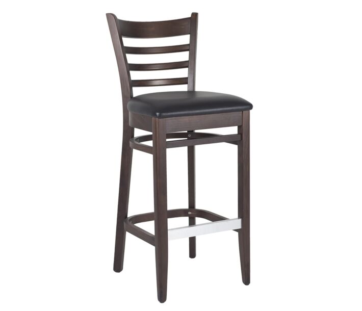 Unichairs Jax Bar Stool Fixed Chair Brown Chair Frame with Black Seat 43.5"H - CA