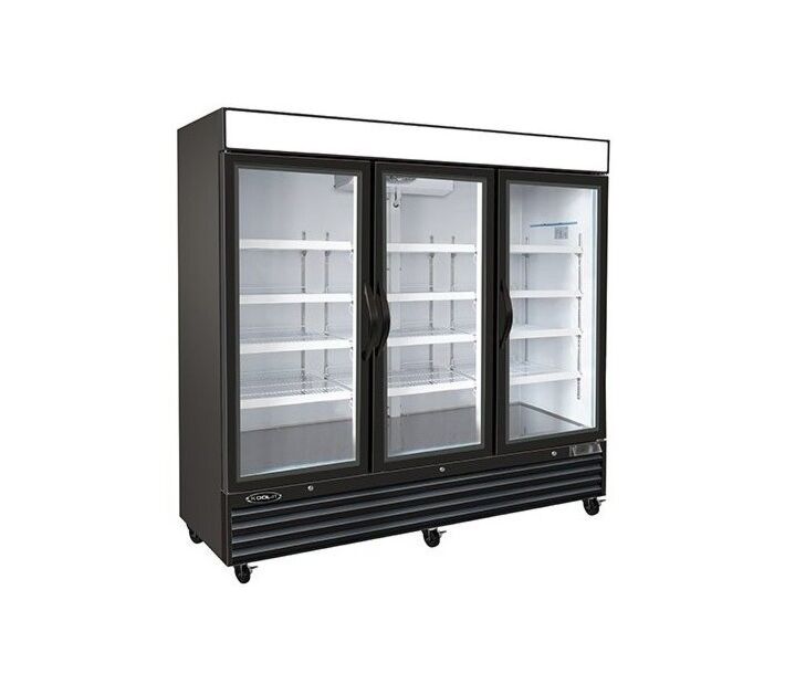 Kool It KGF-72DV 81" Triple Glass Door Display Freezer - 72 Cu. Ft. - USA