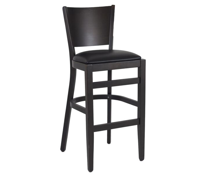 Unichairs Lisbon Barstool Fixed Chair Dark Brown Chair Frame Black Seat 38"H - CA