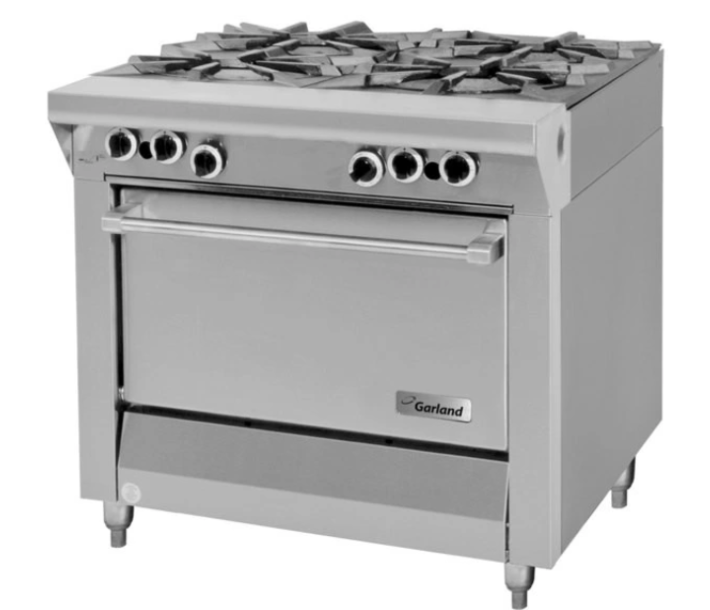 Garland  M44R Master Series 34" Natural Gas Range with 4 Open Burners and 1 Standard Oven Base - 180,000 BTU - CA