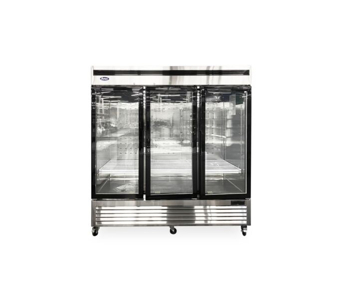 Atosa MCF8708GR 81.87" 3-Door Swing Glass Refrigerated Merchandiser - 67.9 Cu.Ft - CA