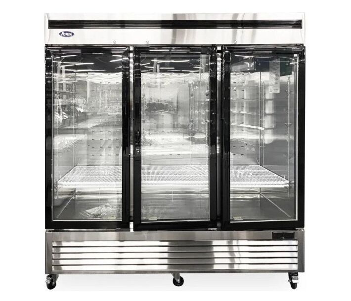 Atosa MCF8708GR 81.87" 3-Door Swing Glass Refrigerated Merchandiser - 67.9 cu.ft. - CA