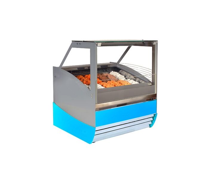 Frost Tech MG24-GF 85" Square Glass Front Gelato Display Case, Front and Side Glasses with Heaters - 24 Pans, 220V - CA