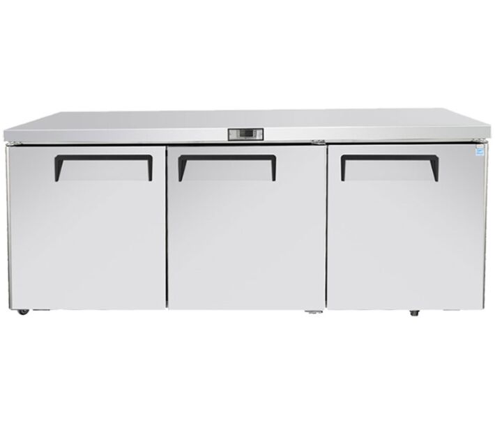 Atosa MGF8404GR 72" 3 Solid Doors Undercounter Refrigerator with 21.1 cu.ft. Capacity - 115V - CA