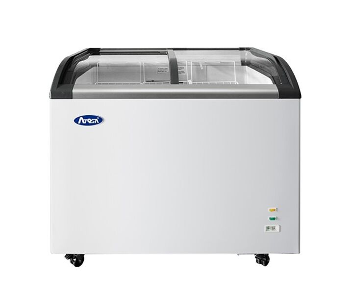 Atosa MMF9110 40" Angle Curved Glass Top Chest Freezers - CA