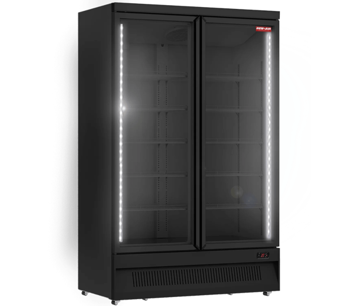 New Air NGF-49-HB 49" Two Glass Door Reach-In All Black Freezer with 702L Capacity - 115V, 9.7A - CA