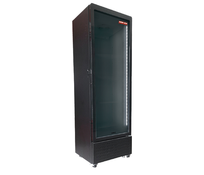 New Air NGR-23-71H 23" Black Single Glass Door Reach-In Merchandiser Refrigerator with 310L Capacity - 110V, 2A - CA