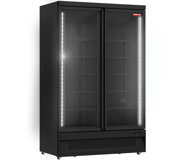 New Air NGR-49-HB 49" Black Two Glass Door Reach-In Merchandiser Refrigerator with 809L Capacity - 110V, 3.2A - CA