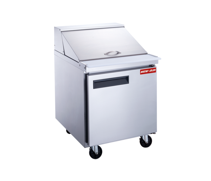 New Air NPT-029-MSA 29" Refrigerated Solid Door Mega Top Salad/Sandwich Prep Table with 186L Capacity - 115V, 225W - CA