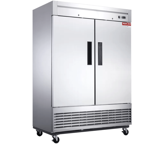 New Air NSR-115-H 54.5" 2-Solid Door Stainless Steel Reach-In Refrigerator with 1154L Capacity - 115V, 730W - CA