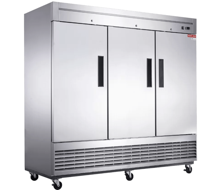 New Air NSR-182-H 82.5" 3-Solid Door Stainless Steel Reach-In Refrigerator with 1820L Capacity - 115V, 760W - CA