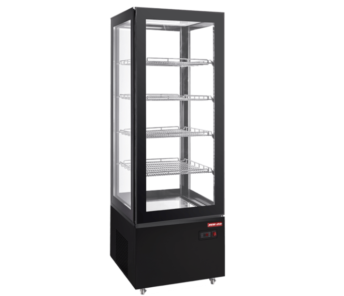 New Air NUDC-21-S 20.5" Upright 4-Sided Glass Refrigerated Display Case with 250L Capacity - 110-120V, 2.85A - CA