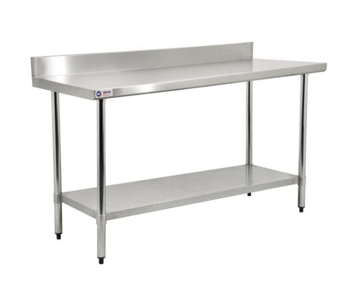 Zanduco Stainless Steel Worktable 30" X 36" with 4" Backsplash and Undershelf - Standard - USA