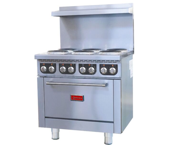 Omcan 36" Commercial Electric Range with 4 Burners and Standard Oven - 208V - USA