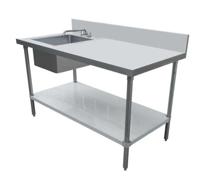 Omcan 30" x 48" All Stainless Steel Table with Left Sink and 6" Backsplash - CA