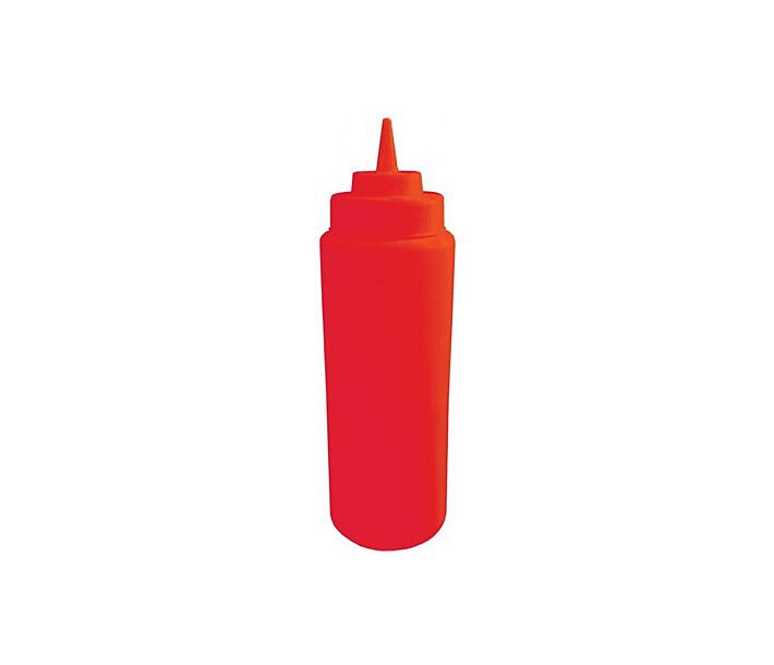Omcan 32 oz Wide Mouth Squeeze Bottle - Red, 6/Pack - CA