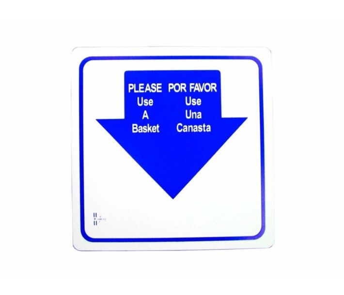 Omcan Shopping Basket Sign, English/Spanish - CA