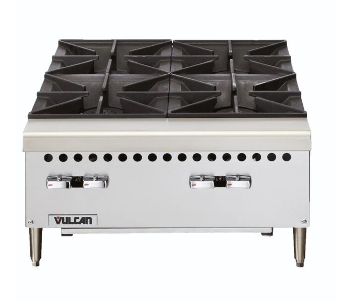 Vulcan VCRH24 Restaurant Series Natural Gas 24” Countertop 4-Burner Gas Hot Plate - 100,000 BTU - USA