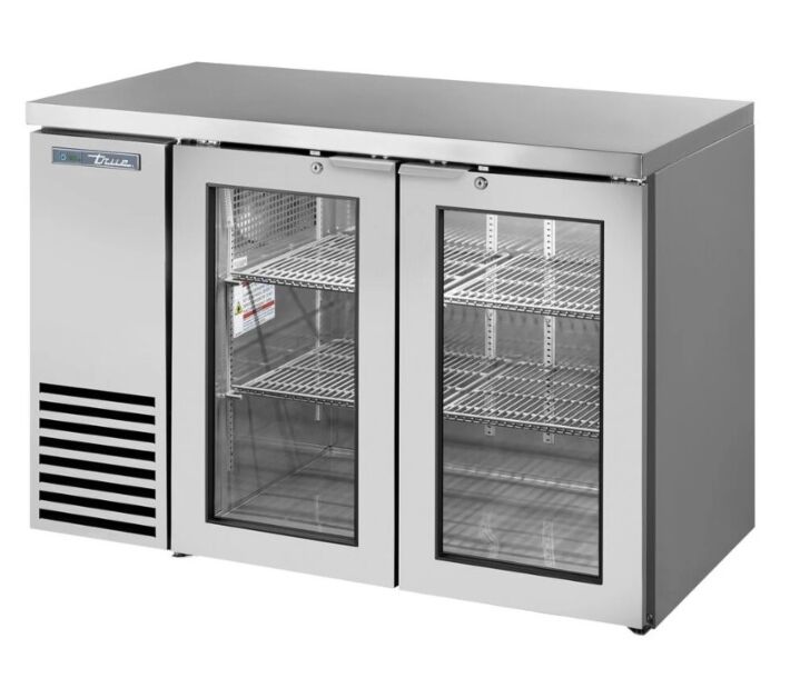 True TBB24-48-2G-Z1-SFT-S-1 48" Back Bar Refrigerator Two Swinging Glass Doors- Stainless Steel - CA