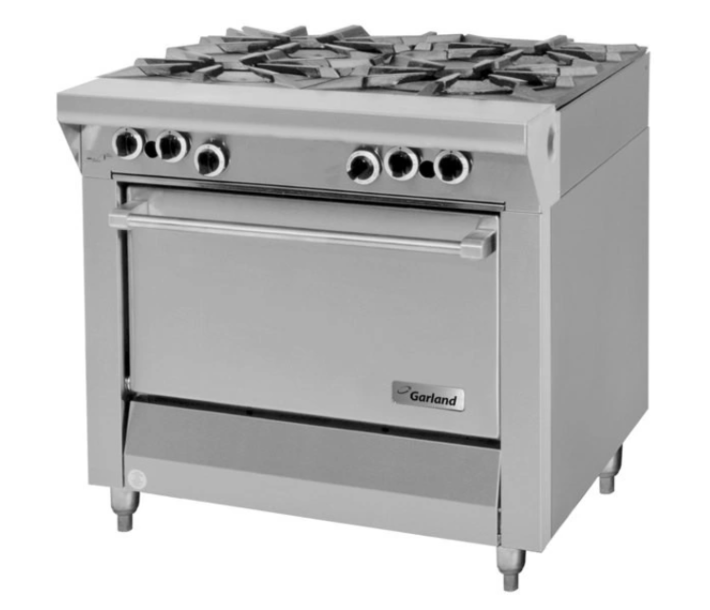 Garland  M44S Master Series 34" Liquid Propane Range with 4 Open Burners and 1 Storage Base - 128,000 BTU - CA