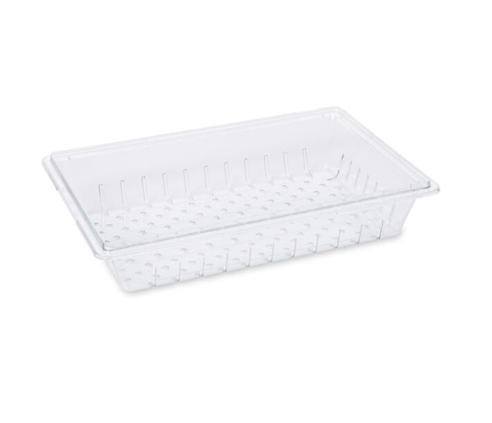 Rubbermaid RCP-3303-00-CLR Polycarbonate Food Box Colander Deep Clear - CA