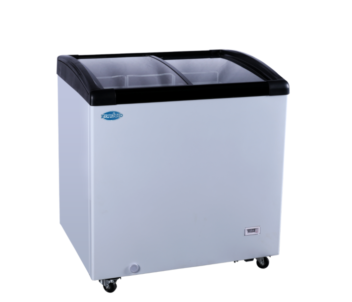 Zanduco 31" Ice Cream Display Chest Freezer with Curved Glass Top, 4 cu.ft. - 110V, 210W - CA
