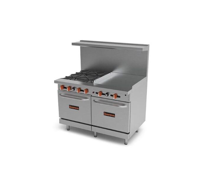 Sierra SR-4B-24G-48 48" 4 Burner 24" Griddle Gas Range, 223,000 BTUs/hr - USA