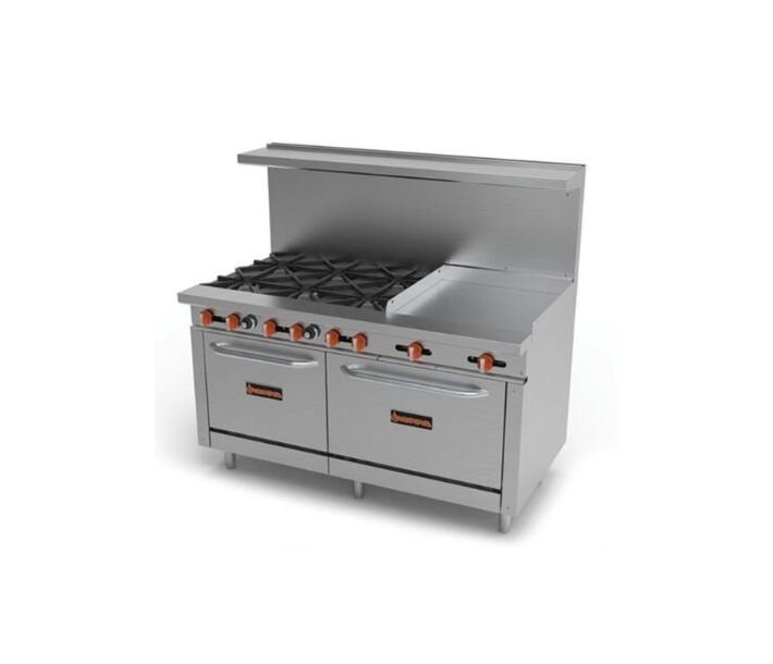 Sierra SR-6B-24G-60 60" 6 Burner 24" Griddle Gas Range, 283,000 BTUs/hr - USA