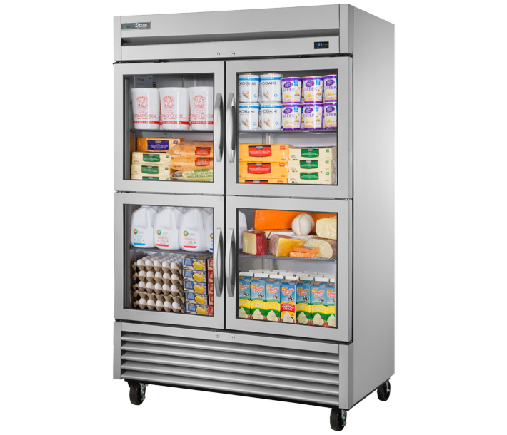 True T-49G-4-HC~FGD01 54" Glass 4-Door Reach-In Refrigerator - CA