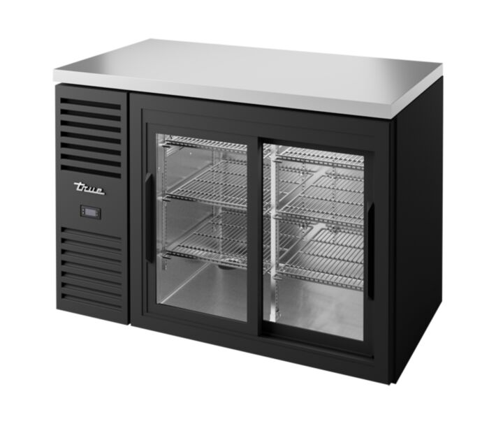 True TBR48-RISZ1-L-B-11-1 48" Sliding Glass 2-Door Single Zone Back Bar Refrigerator - USA