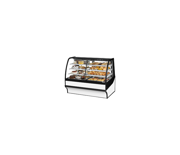 True TCGDZ-59 59" Curved Glass Dual Zone Dry / Refrigerated Bakery Case - 30.35 cu.ft. - USA