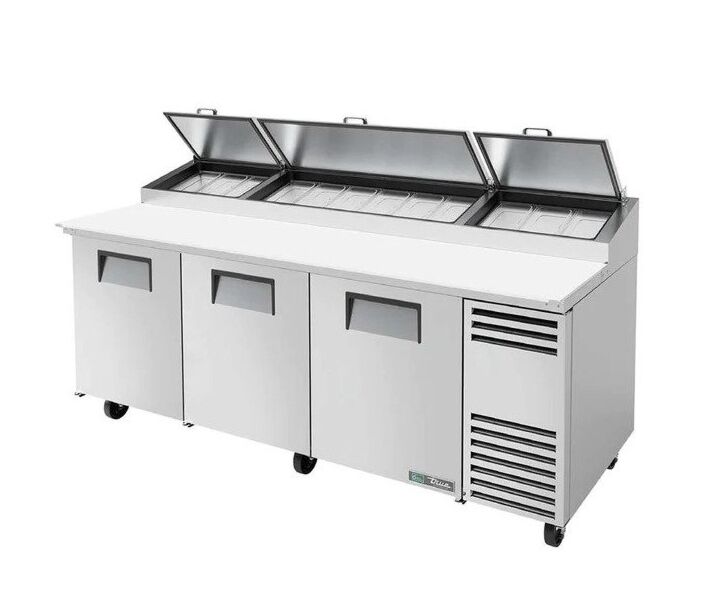 True TPP-AT2-93-HC 93" Three Door Refrigerated Pizza Prep Table - USA