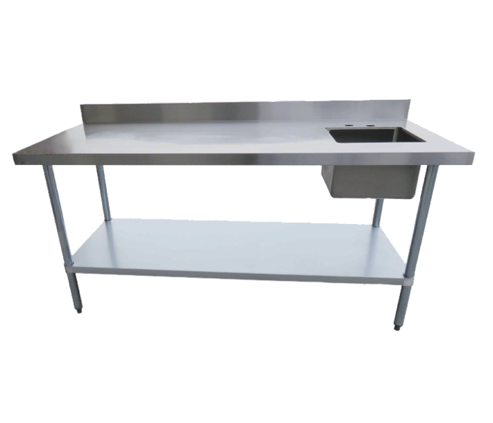 EFI TTUBR2460-B 60" x 24" Stainless Steel Worktable with Right Sink & Backsplash - USA