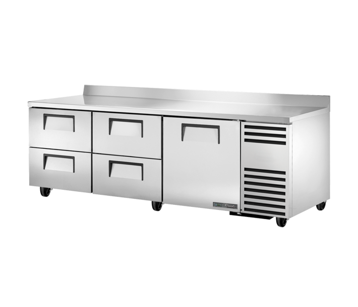 True TWT-93D-4-HC 93" Single Solid Door Deep Worktop Refrigerator with 4 Drawer - 115V - CA
