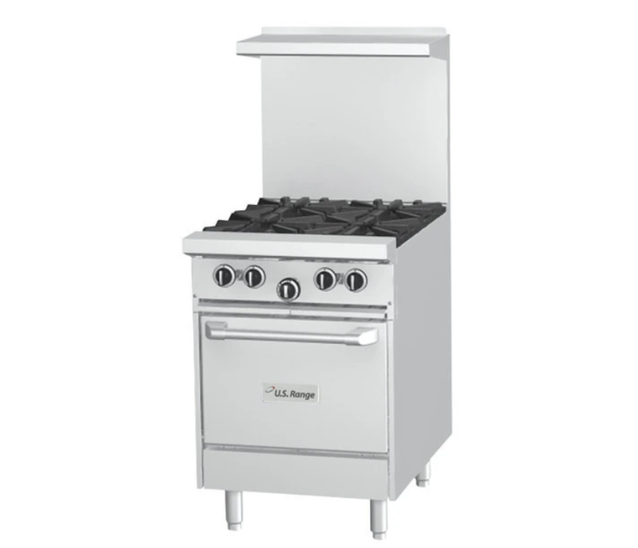 Garland US Range U24-4L U Series 24" Natural Gas Commercial Range with 4 Burners and 1 Space Saver Oven - 160,000BTU - CA