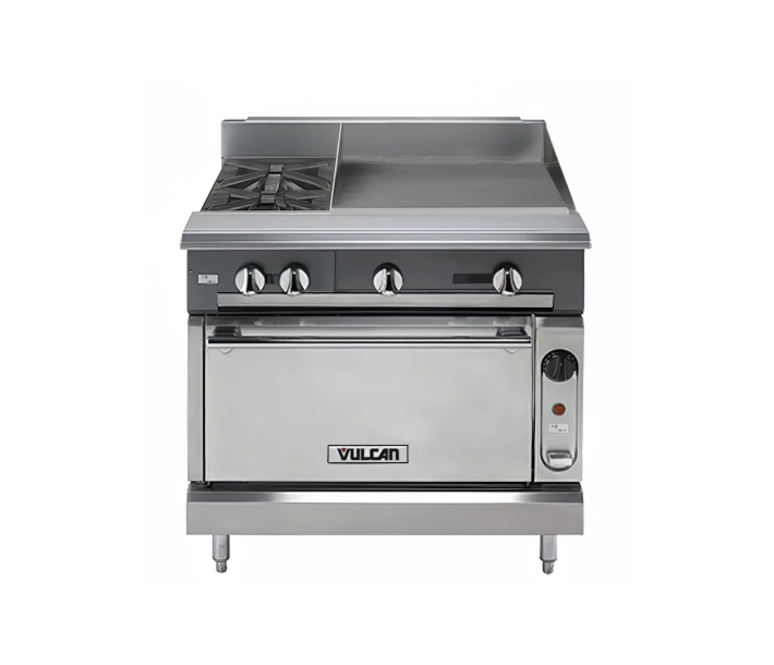 Vulcan V2BG4TS V Series 36" 2 Burner Gas Range with 24" Thermostatic Griddle, Standard Oven, 180,000 BTU - Natural Gas/Liquid Propane - USA