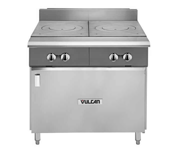 Vulcan V2FT36B Series 36" Dual French-Top Gas Range with Cabinet Base and 50,000 BTU - Natural Gas/Liquid Propane - CA