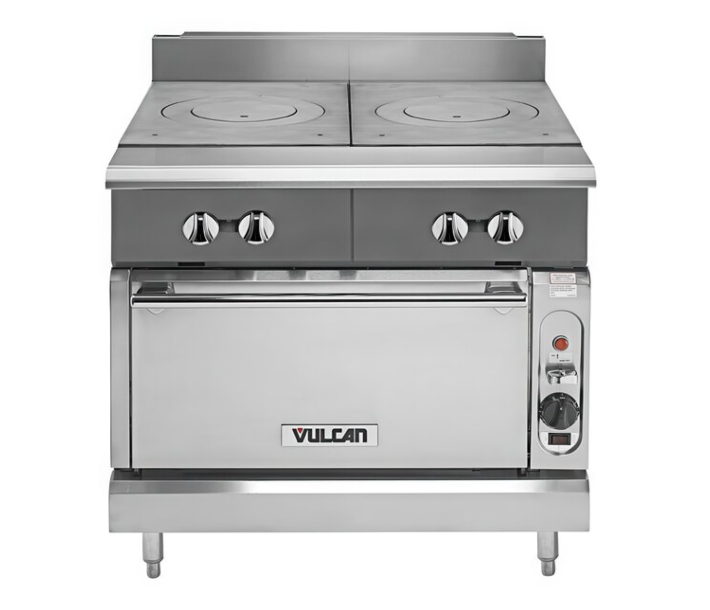 Vulcan V2FT36C V Series 36" Dual French-Top Gas Range with Convection Oven and 82,000 BTU - Natural Gas/Liquid Propane - CA